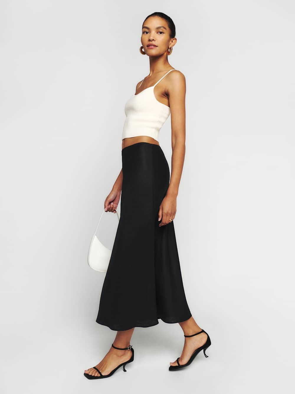 Reformation Black Petites Layla Linen Skirt - Small